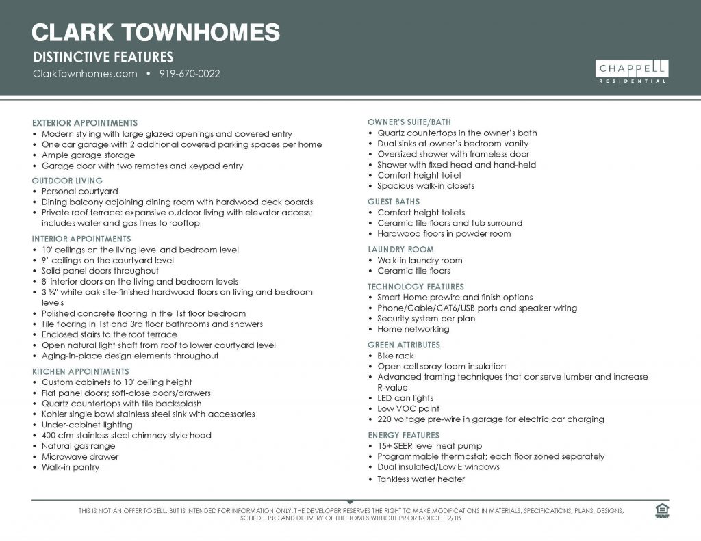 Clark Townhomes Brochure, insert